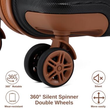 KONO Набір валіз: 6 частин, дорожній набір, багаж, косметичка, ручна сумка, культиватор (Чорний/Коричневий)