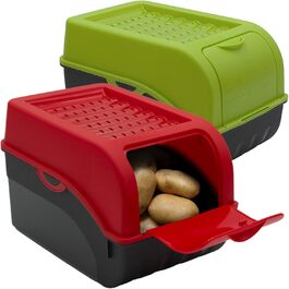 ARTECSIS Коробка для зберігання картоплі, білий колір, 2 шт. в наборі. Органайзер для овочів з кришкою, об'єм 4 кг + наклейки з назвами овочів