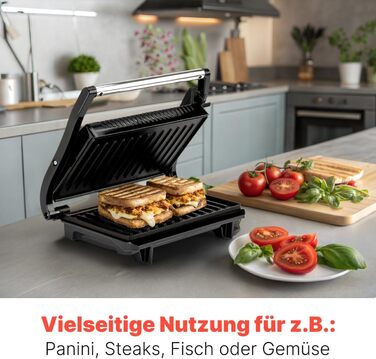 Контактний гриль Clatronic® MG 3519: безжирове приготування, 700W, антипригарне покриття, Panini Grill