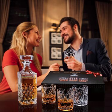 Набір для віскі Lighten Life: кришталевий декантер 849 мл та 4 келихи 280 мл у подарунковій коробці