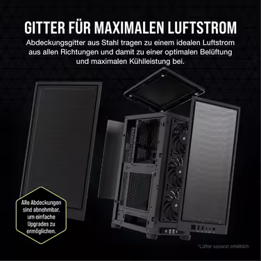 Корпус Corsair 2000D Airflow Mini ITX - Сітчаста сталь - 3 слоти для графічного процесора - Оптимізоване охолодження - Передній ввід/вивід - Чорний