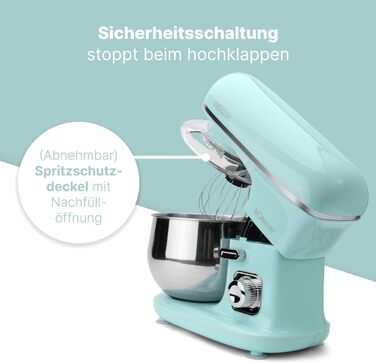 Кухонна машина Bomann 1100 Вт | Міксер для тіста 5л | З крюками для тіста, віночком та ножем для тіста | для 3 кг тіста | Міцне спеціальне редукторне передавання | Кухонний комбайн | Тестоміс KM 6030 CB (М'ятно-зелений)