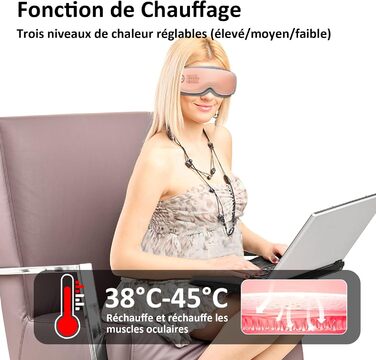 Масажер для очей з підігрівом та Bluetooth, 5 режимів масажу, зняття сухості та мігрені