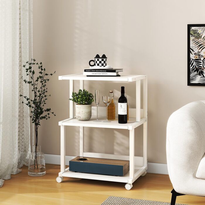 Стійка для принтера IBUYKE з полицею, 3-рівнева, на колесах, для офісу та дому, мобільна, для термопреса, мікрохвильової печі та міні-холодильника TPS001H (Weiß)