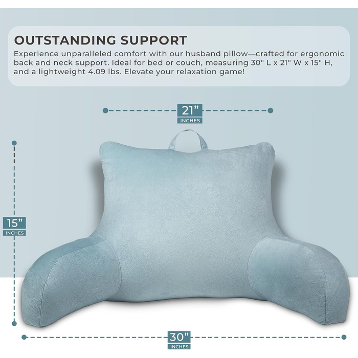 Підкладка на ліжко Klear Vu Velours з подушкою для підтримки спини, з кишенею та ручкою, Коко Браун (Сірий)