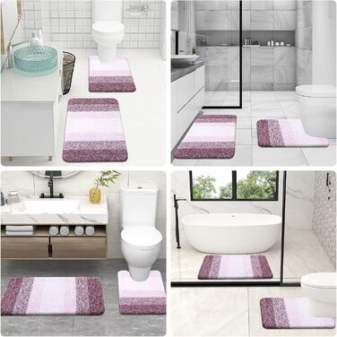 Набір килимків для ванної кімнати OLANLY, 2 шт., м'який, швидковисихаючий, мікрофібра, нековзний, придатний для прання та сушки в машинці, плюшеві килимки для ванної (119,4 x 50,8 см + 61 x 40,6 см)