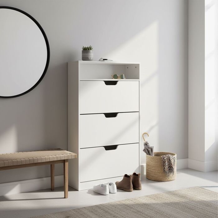 Взуттєва шафа Relaxdays з відкидною дверцями та відкритою полицею