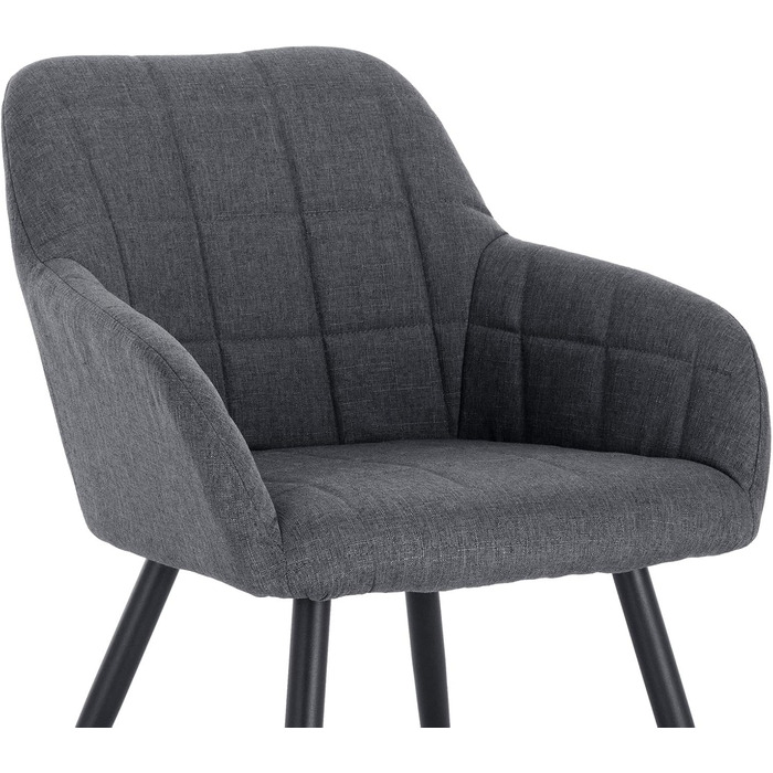Крісло для їдальні WOLTU - 1 шт. Сучасне крісло з підлокітниками, тканина льон, металевий каркас, темно-сірий колір