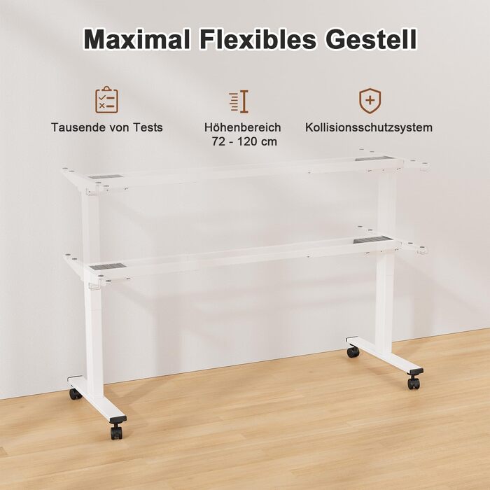 Регульований стіл JUMMICO з міцним підйомним механізмом (2 мотори, 3 пам'яті) 100x140 см, білий