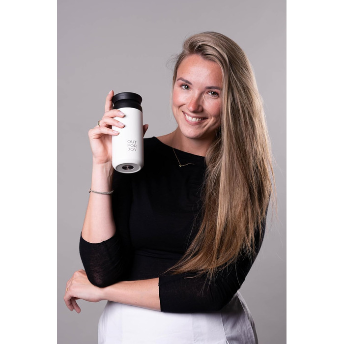 Термокружка з нержавіючої сталі 350 мл | Термокружка для кави та чаю на винос | З подвійними стінками, ізольована, не протікає | Подорожна термокружка | Зберігає тепло до 4 годин / холод до 8 годин (Білий Шовк)