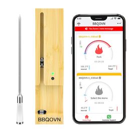 Бездротовий термометр для м'яса з Bluetooth для гриля, духовки, фритюрниці, гриля, коптильні, ротатерії, точність ±1°C, миттєвий показник 2С, керування через додаток, перемикання між режимами