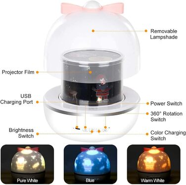 Лампа для проектора зоряного неба Світлодіодний нічник з 6 фільмами, USB, обертається на 360