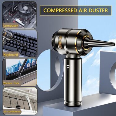 Ручний бездротовий пилосос 25000 Па з HEPA-фільтром, потужний акумуляторний пилосос для автомобіля та дому, чорний