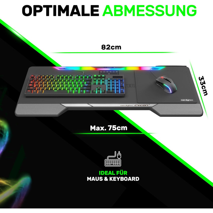 Couchmaster CYCON³: Ергономічний стіл для ноутбука для дивану, софи та ліжка з USB хабом (Чорний)