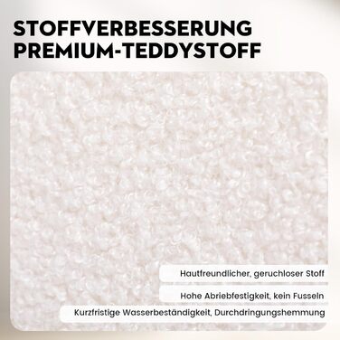 Диван-ліжко LUCKRACER 3-місний з функцією сну, обтягнутий штучним оксамитом (Teddy Velvet), білий. Ідеальний для вітальні та квартири.