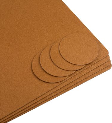 Набори серветок на стіл, 4 шт. – Екологічні, стабільні та нековзні – З високоякісної переробленої шкіри, Made in Germany (Bison)