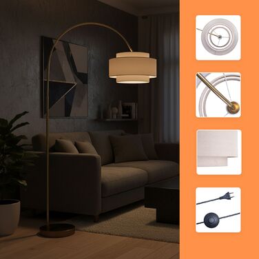 Relaxdays: Арка-настільна лампа з металу та тканини