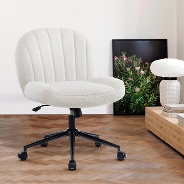 Офісний стілець IWMH без підлокітників, регульований по висоті, поворотний з роликами, з тканинним сидінням, ергономічний, крісло для читання з широким сидінням для позиції