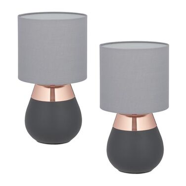 Relaxdays Set of 2 Lamps with Fabric Shades