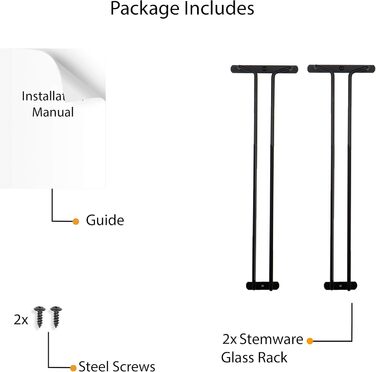 Кріплення для келихів Wallniture Brix, 43.2 см, чорний, 2 шт.