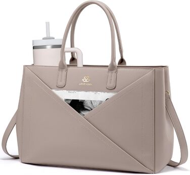 LOVEVOOK Сумка для ноутбука 15.6 дюймів, жіноча, велика, з натуральної шкіри, на плечі, для роботи, навчання, офісу, універсальна, сумка-шоппер, тоут, для жінок