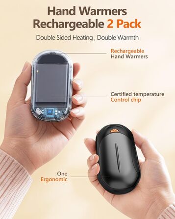 Електричні грілки для рук BOSONER 2 шт. 6000mAh USB, портативні, для чоловіків та жінок, чорні