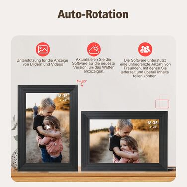 Цифровий фоторамка Frameo WLAN, 10.1 дюйми, LCD сенсорний екран 1280x800, 32GB, автоматичне обертання, підключення Wi-Fi, сумісний з додатком Frameo