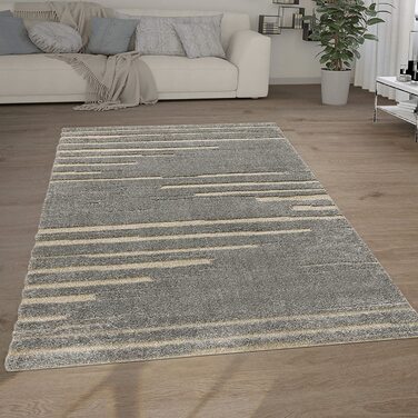 Домашній килим Paco з високим ворсом для вітальні, кошлатий 3D, вінтажний вид в стилі етно-бохо, м'який, розмір колір (200x280 см, сірий)