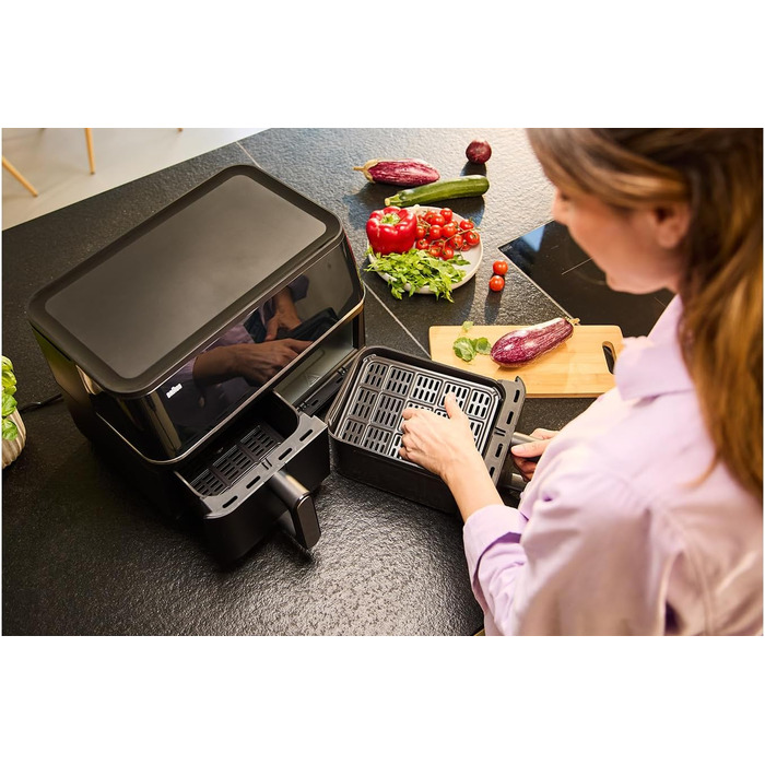 Фритюрниця повітряна Braun MultiFry 3 HF 3030, 4.3 л, 1500 Вт, цифрове керування, 8 програм, антипригарне покриття, чорний