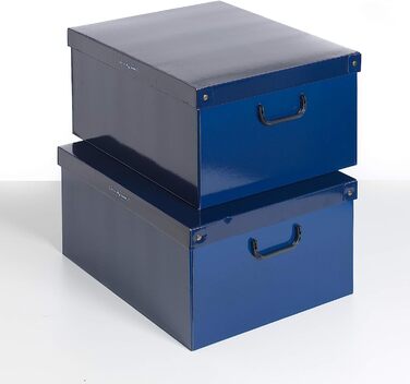 Картонні коробки для зберігання КЕНГУРУ, картонні подарункові коробки з кришками розміром 40x50x25 см, 2 шт. и (1 упаковка) (синього кольору)