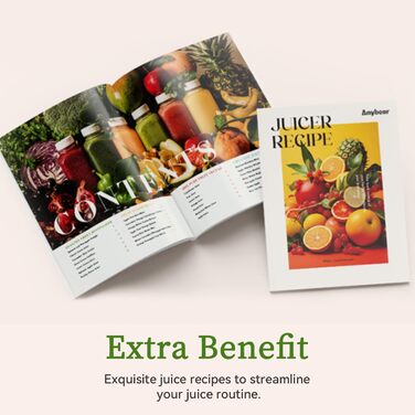 Anybear повільнодійний соковичавник 200W з великим завантажувальним отвором 110 мм | Покращена шнекова система | Tritan, BPA-free | Рецепти соків (срібний)