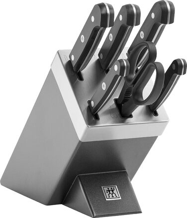 Набір ножів ZWILLING 7 предметів з автоматичним заточуванням, з нержавіючої сталі, з ручкою з пластику, Made in Germany (Gourmet, сірий)