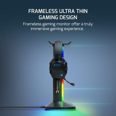 Тримач для гарнітури GAMEPOWER Eliterack RGB, концентратор USB 3.0, алюміній, кабель 1,5 м, чорний