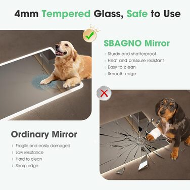 Дзеркало для ванної кімнати S'bagno з підсвічуванням 80x60 см, Bluetooth, 5x збільшення, протитуманне покриття, 3 кольори, регулювання яскравості, пам'ять налаштувань, загартоване скло, IP44 вологостійкість, горизонтальне/вертикальне встановлення