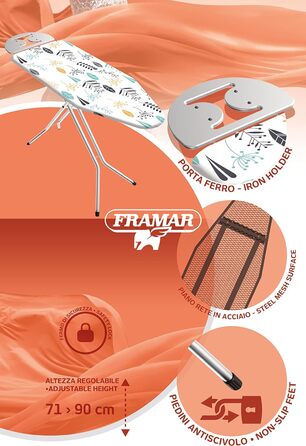 Прасувальна дошка FRAMAR STIRA LUX 38x113 з тримачем для праски, запобіжником і нековзними ніжками