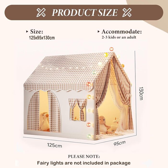 Дитячий намет для гри в приміщенні JRUKM, ігровий будиночок для дівчаток та хлопчиків, намет-ігровий будиночок для дитячої кімнати, ігри та читання, хакі