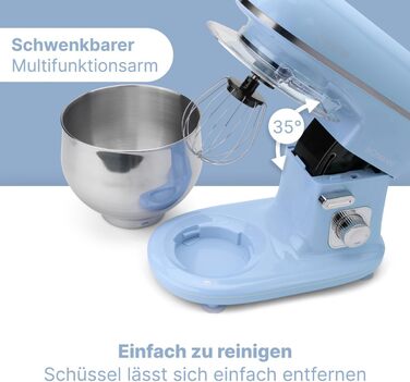 Кухонна машина Bomann 1100 Вт | 5л чаша | міксер, гак для тіста, насадка для збивання | для 3 кг тіста | KM 6030 CB блакитна