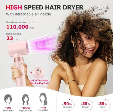 Мультистайлер для волосся 5 в 1 MESCOMB: стайлер з високошвидкісним феном, круглими щітками та автоматичним завивачем локонів, для об'єму, завивки та випрямлення, White Pink