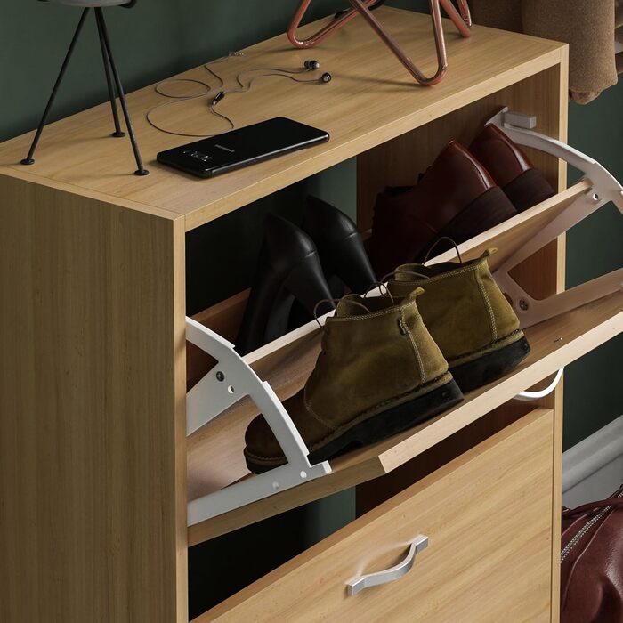 Шкаф для взуття Vida Designs з 2 відкидними полицями, органайзер для взуття, дерев'яний модуль, сосна