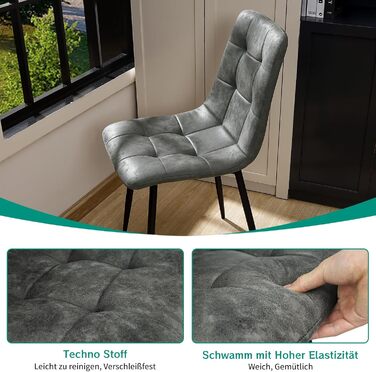 Набір обідніх стільців (6 шт), темно-сірий, з металевими ніжками, для кухні, вітальні, зони очікування. Тканинні, з м'якими сидіннями.