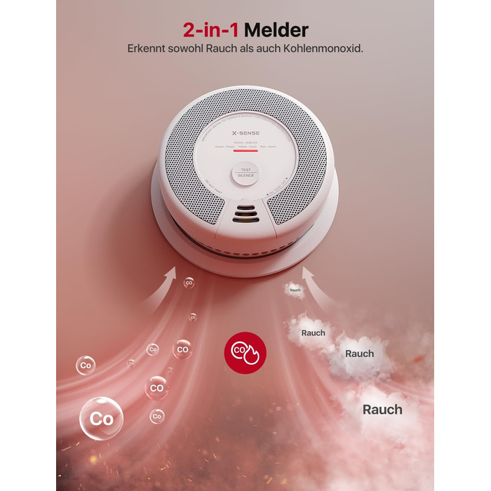 X-Sense Детектор диму та CO з Wi-Fi, 2-в-1, SC06-WX, 1 шт.