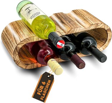 Стильна полиця для вина з дерева, на 8 пляшок, 2 яруси, з сонястим ефектом, злегка олійована, для кухні, їдальні, вітальні