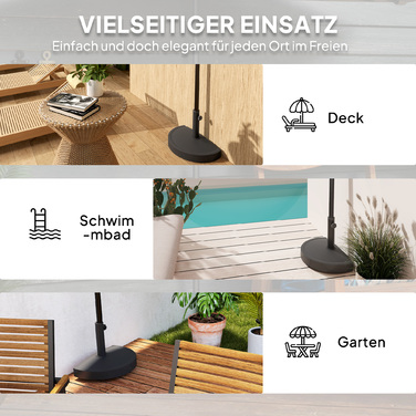 Підставка для парасольки з бетону, напівкругла - утримувач для парасольки, вага для парасольки 32/38/48 мм