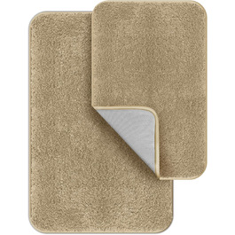 Комплект килимків для ванної кімнати Digiroot (2 шт.) - антиковзаючі, швидковисихаючі, м'які, 40x60 см та 50x80 см (Бежевий)