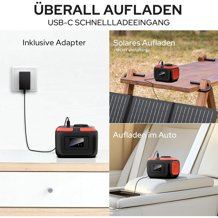 Портативна електростанція SinKeu 97Wh, 26400mAh з AC 230V, DC 12V та USB, для телефону, ноутбука, кемпінгу, подорожей, надзвичайних ситуацій (без сонячної панелі) DE-G120