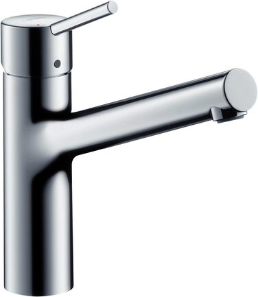 Змішувач для раковини Hansgrohe Talis S, 32851000, змішувач одноважільний для мийки з керамічним картриджем, Болтовий фіксатор ручки, функція очищення QuickClean, хром, 09557 0 Кухонна мийка