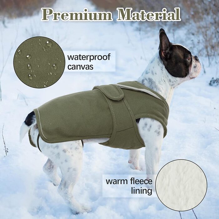 Зимове пальто для собак з полотна Kuoser, Світловідбиваюча тепла флісова куртка для маленьких цуценят середнього розміру, водонепроникний і вітрозахисний жилет для собак з отвором для ременя, XS-3XL м-окружність грудей 40-50 см, довжина спини 38 см армійс
