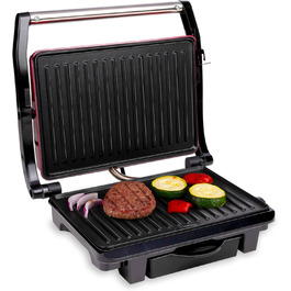 Контактний гриль Alpina Optigrill 2100W: для сендвічів, паніні, овочів, м'яса. Антипригарне покриття, інтелектуальні режими приготування, BPA-Free, чорний