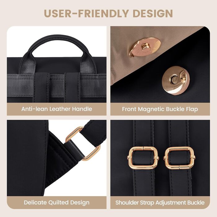 LOVEVOOK Рюкзак жіночий маленький, елегантний міський, водонепроникний, міні-рюкзак для щодня, сучасний, для відпочинку, подорожей, школи, роботи, чорний, 13 дюймів