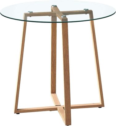 Стільниця обіднього столу H.J WeDoo кругла зі скла та 2 стільці в скандинавському стилі, білий колір, для балкона, вітальні та їдальні